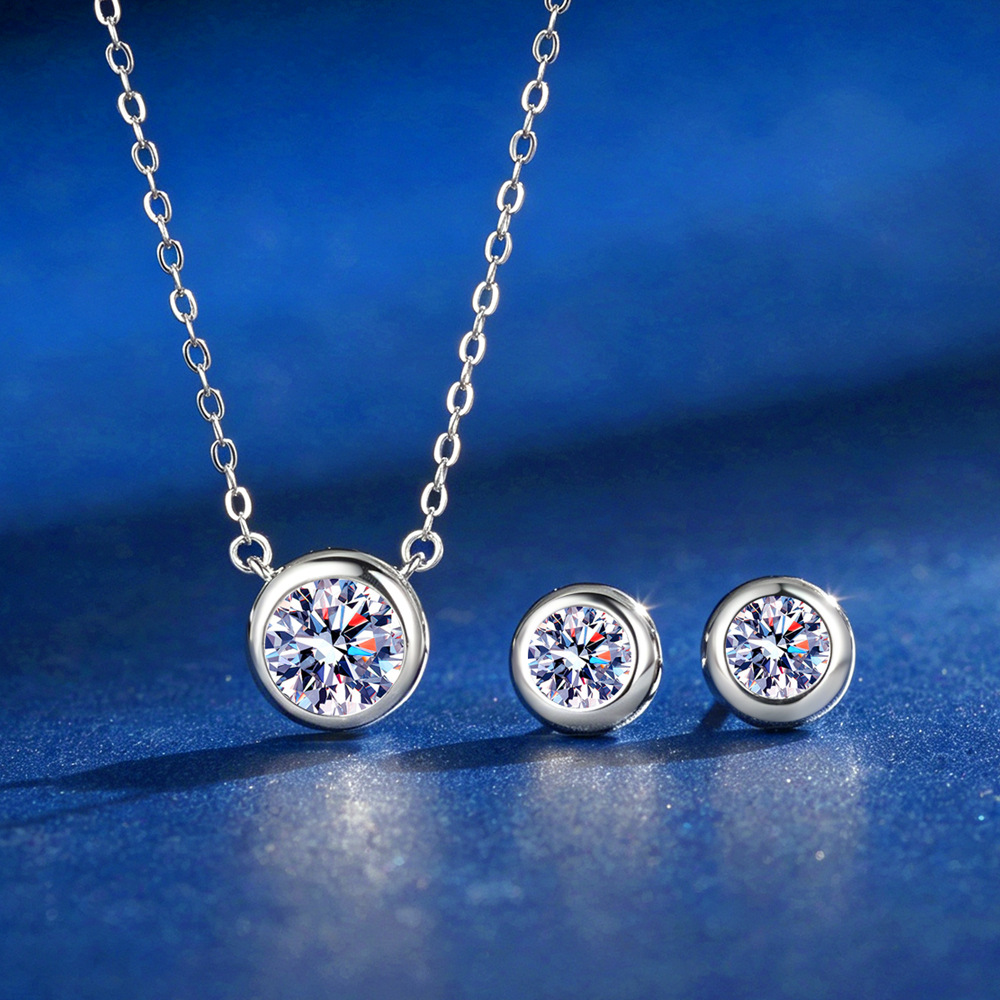 D-kleurige moissaniet oorbelle - Bezels Set Pendant recensie en prijs